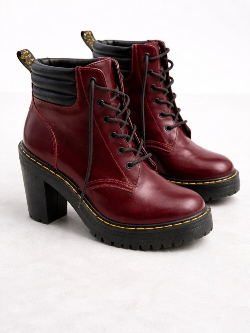 Dr. Martens Persephone Womens RED High Block Heel Platform Ankle Boots Size US